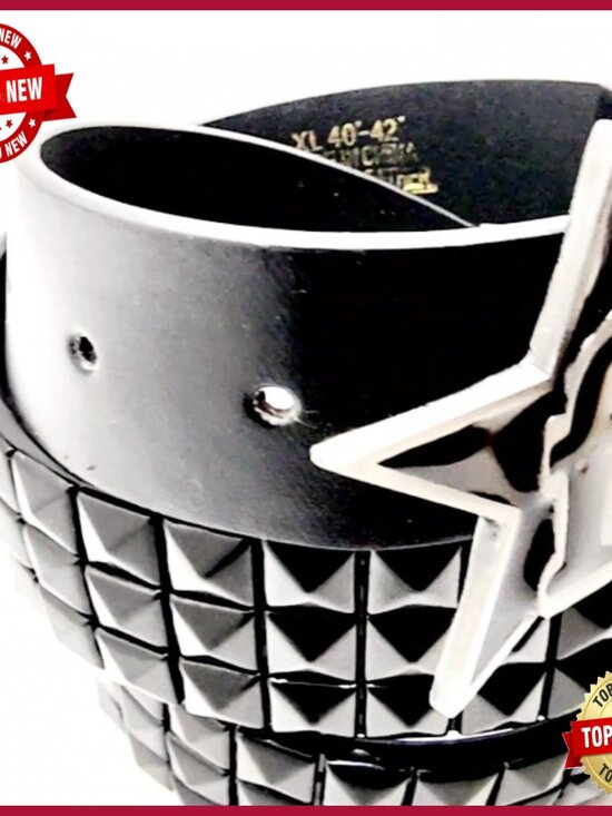 Pyramid Studded Leather Belt with Removable Buckle - Punk Emo Goth Y2K Style main image 4